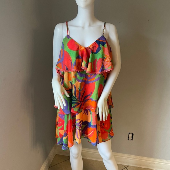 Colorful Floral Ruffle Dress - Picture 3 of 7